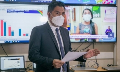El ministro de Salud y Deportes, Jeyson Auza, este lunes. Foto: Ministerio de Salud.