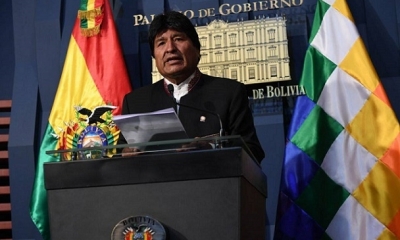Presidente Evo Morales en conferencia de prensa. Foto: BTV (Facebook)