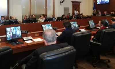 Canciller Diego Pary en su intervención ante la OEA denuncia intento de golpe de Estado en Bolivia/Foto. Cancillería 
