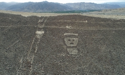Una fotografía aérea muestra representaciones de animales y plantas en Palpa. Foto: RT