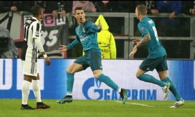 Cristiano Ronaldo, celebra su gol anotado ante la Juve. Foto: Reuters
