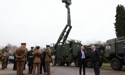 Un radar de vigilancia Saab Giraffe, componente clave del sistema Sky Sabre que Reino Unido prevé desplegar en Polonia