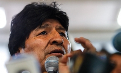 El expresidente de Bolivia, Evo Morales, durante conferencia de prensa en Argentia. EFE
