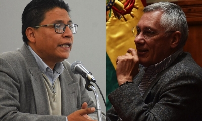 El ministro de Justicia, Iván Lima y el expresidente Eduardo Rodríguez Veltzé
