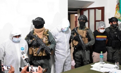 Tres de los seis implicados en los feminicidios en Villa Tunari. MINISTERIO DE GOBIERNO