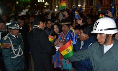 Recibimiento multitudinario al presidente Evo Morales. Foto: ABI