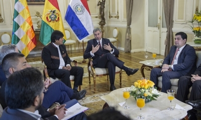 El Presidente Evo Morales se reunió con Presidente electo de Paraguay Mario Abdo Benítez en Palacio de Gobierno. Foto: ABI