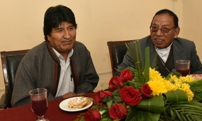 Presidente Evo Morales y El Cardenal Toribio Ticona. Foto: ABI