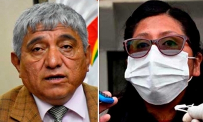 El ministro Iván Arias y Eva Copa