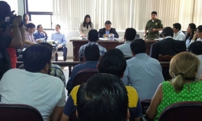 La audiencia en uno de los juzgados de Santa Cruz. Foto: Gentileza