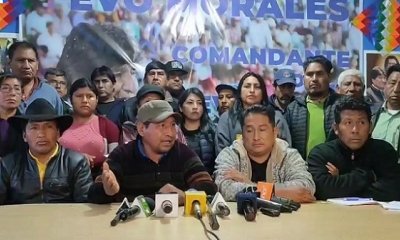 Dirigentes del Pacto de Unidad del Pueblo en conferencia de prensa.