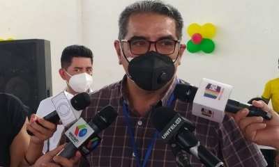 Viceministro Rodas esta mañana en contacto con la prensa en Palmasola  