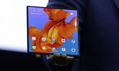 El nuevo Huawei Mate X plegable, Barcelona, Cataluña, España, 24 de febrero de 2019.