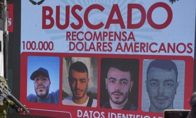 Imagen del narcotraficante uruguayo Sebastián Marset y la recompensa de $us 100.000. Foto: Ministerio de Gobierno