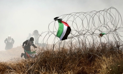 Miles de personas se manifiestan desde la mañana en la frontera entre la Franja de Gaza e Israel. | Fuente: AFP