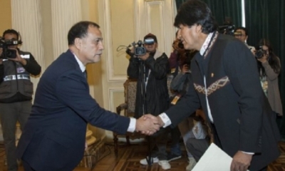 Normando Álvarez con Evo Morales/Foto. RRSS