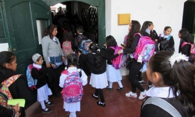 Unos escolares, antes de la llegada de la pandemia.