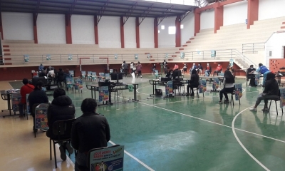 La vacunación en el coliseo Universitario de Sucre.
