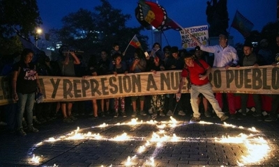 Mapuches y activistas chilenos protestan contra la militarización de la Araucanía. | EFE
