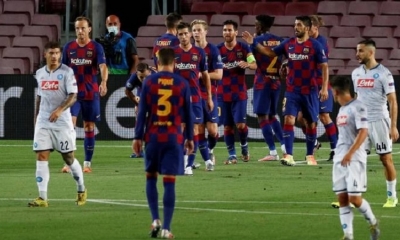 Barcelona y Nápoles igualaron a un gol, en el partido de ida  
