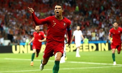 Cristiano Ronaldo de Portugal, festeja un gol marcado a España. | AGENCIAS