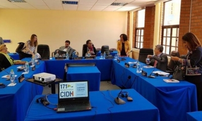 Los miembros de la Comisión Interamericana de Derechos Humanos, en Sucre. 