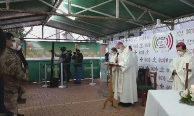 La jornada de oración presidida por el monseñor Sergio Gualberti, este miércoles. / Foto: Video Gobernación de Santa Cruz