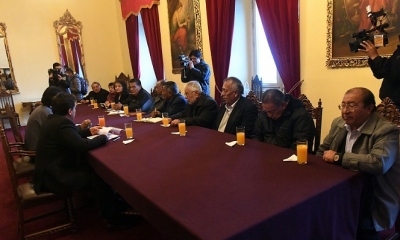 El presidente se reunió con los jubilados en Palacio Quemado. Foto: ABI