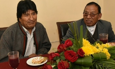 Evo Morales y el Cardenal Toribio Ticona/Foto. ABI 