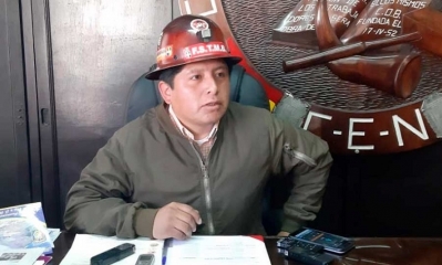 El ejecutivo de la Central Obrera Boliviana (COB), Juan Carlos Huarachi