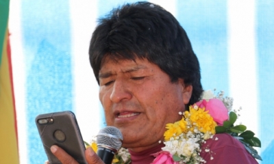 Evo Morales en un acto en el municipio de Irupana. Foto: ABI
