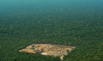 Vista aérea de una zona deforestada el 22 de septiembre de 2017 en la zona occidental de la Amazonía brasileña