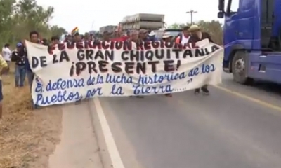 Los marchistas pernoctaron en Cotoca/Foto. Captura de pantalla