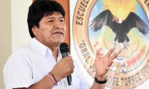  Evo Morales en la Universidad Militar Mcal. Bernardino Bilbao Rioja/Foto. ABI	