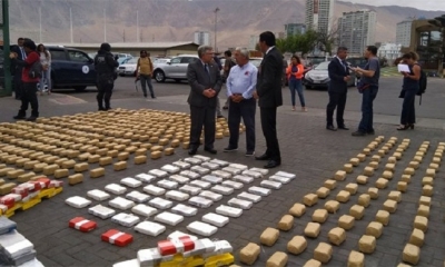 La presentación de la droga incautada.