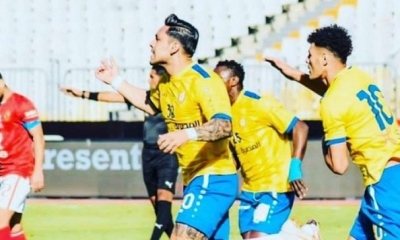 El Festejo de Carmelo Algarañaz tras anotar su primer Gol en Egipto.