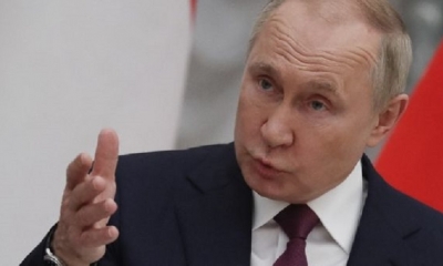 El presidente ruso, Vladimir Putin, habla durante una conferencia de prensa.
