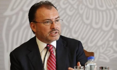 El secretario mexicano de Relaciones Exteriores, Luis Videgaray Caso, participa en una rueda de prensa sobre la política 