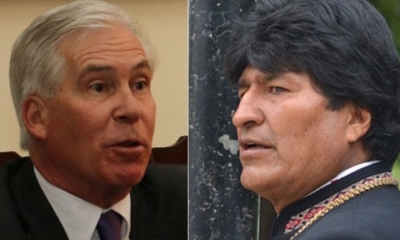 Peter Brennan y Evo Morales. Fotos: RRSS y ABI.