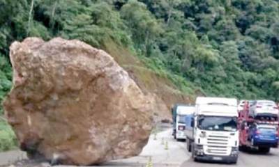 La roca cayó a la altura del locotal/Foto. OP