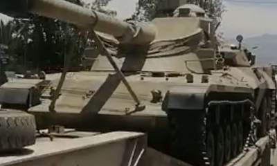 Uno de los tanques de la FFAA que fue traslado a Santa Cruz. / Foto: Captura pantalla .