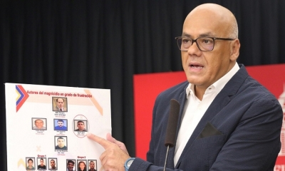Ministro de Comunicación de Venezuela, Jorge Rodríguez, desde el Palacio de Miraflores. 31 de agosto de 2019.