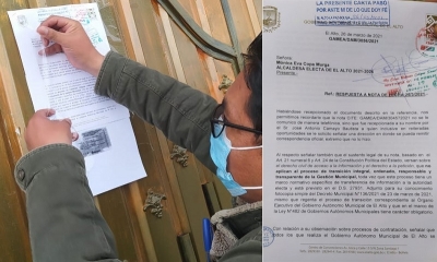 La carta fue pegada en la puerta de Copa.