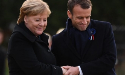 El presidente francés, Emmanuel Macron, y la canciller alemana,Angela Merkel.