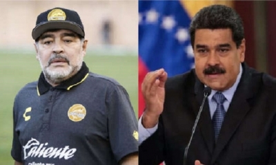 El ex seleccionado argentino viaja constantemente a los mítines de Maduro en Venezuela. 