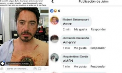 Un joven compartió en Facebook una foto de Tony Stark, el personaje interpretado por Robert Downey Jr. Foto: RRSS
