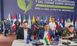 Cali. En representación del Estado Plurinacional de Bolivia, el ministro de Gobierno, Eduardo Del Castillo y el canciller  Rogelio Mayta