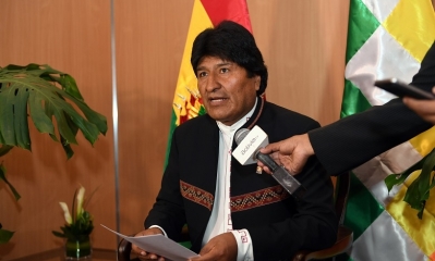 Lima Peru El Presidente Evo Morales en conferencia de prensa