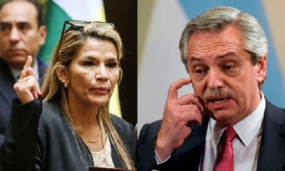 Jeanine Áñez, presidente de Bolivia, y Alberto Fernández, de Argentina.
