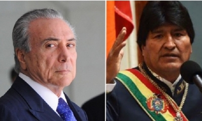El presidente de Brasil, Michel Temer y Evo Morales